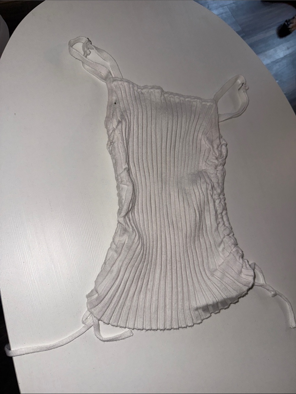 White Ribbed Tie-Strap Tank Top - Women's